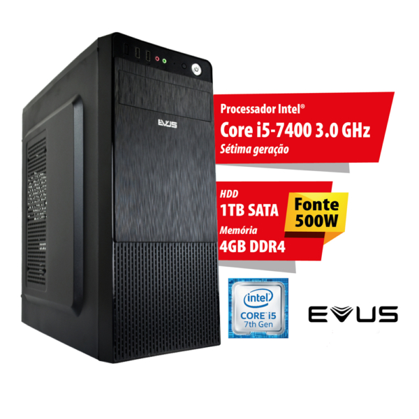Microcomputador Evus Neo 1004, Core i5-7400 7ª Geração, 4GB DDR4, HD 1TB